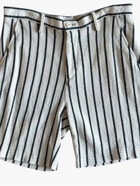 Zara White Shorts with Black Vertical Stripes